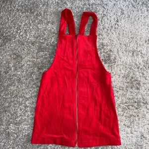 Red overall dress